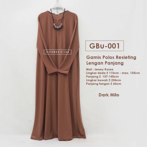 GBu-001 Gamis Polos Resleting Jersey
